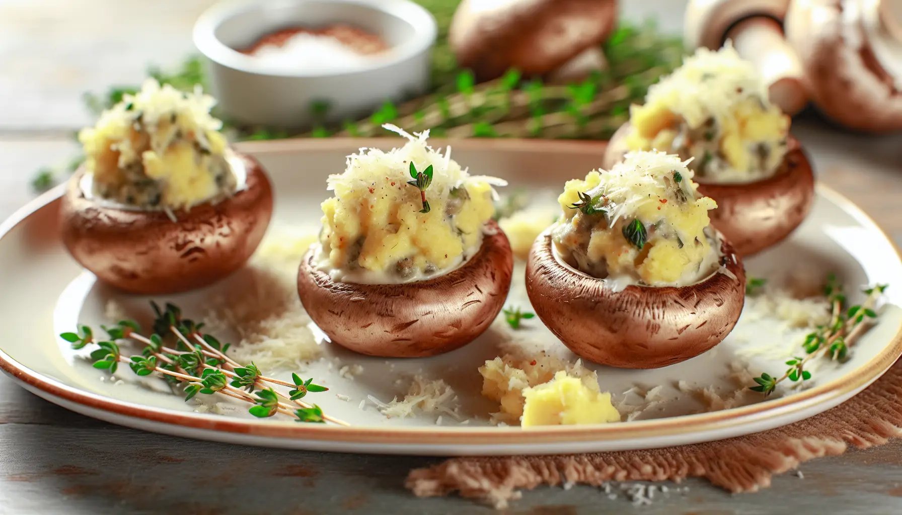 Cremede Fyldte Champignon med Frisk Timian