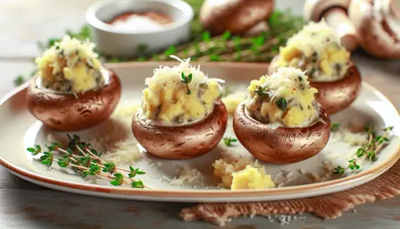 Cremede Fyldte Champignon med Frisk Timian