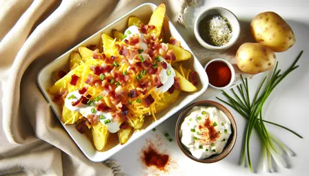 Cremede kartoffelbåde med sprødt bacon og ostecreme