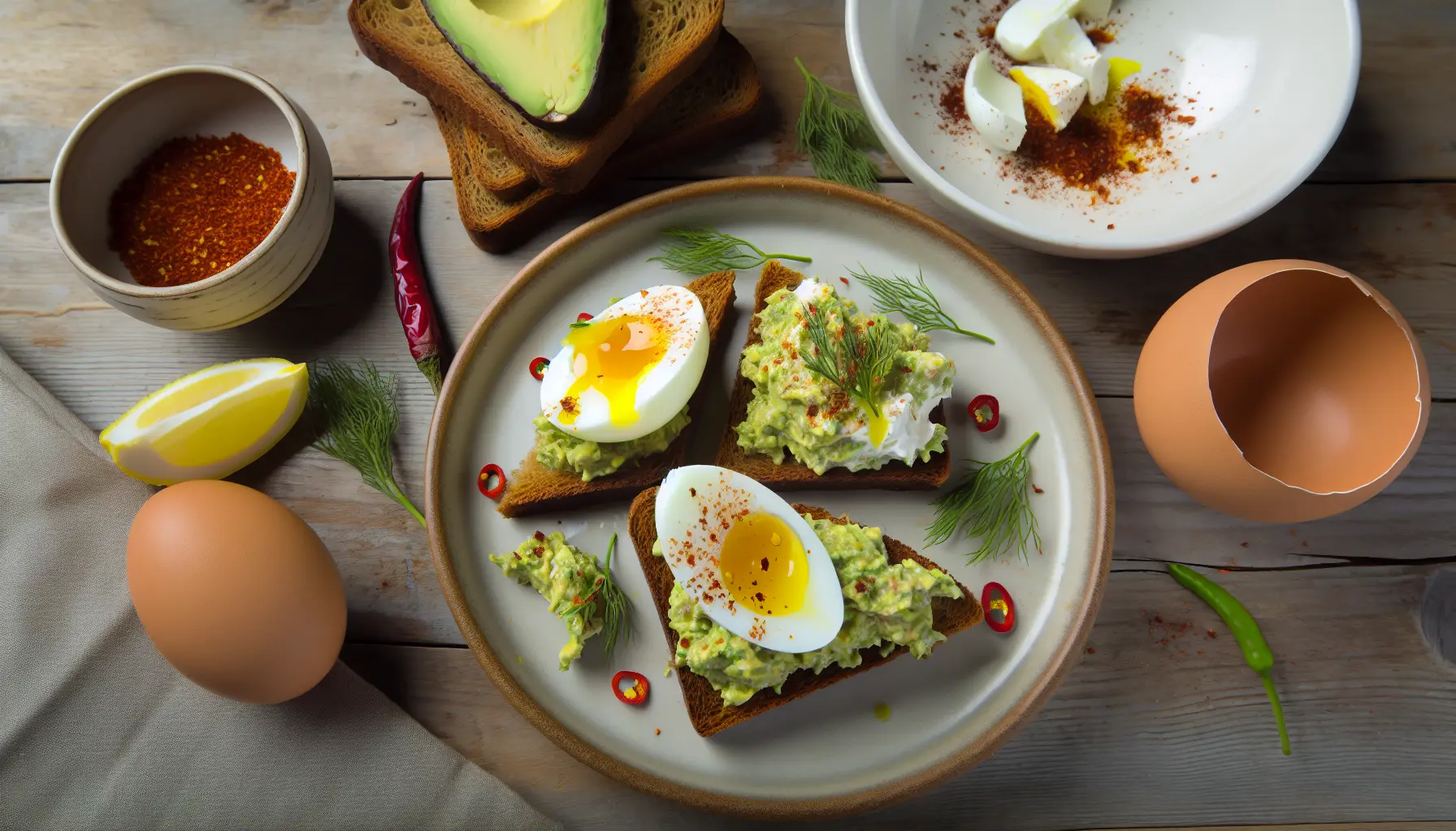 Cremet Avocado med Sprødt Ristet Rugbrød og Blødkogt Æg