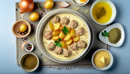 Cremet Kyllingefrikadellegryde med Kartofler