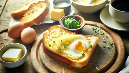 Cremet lun toast med æg og smeltet ost i airfryer
