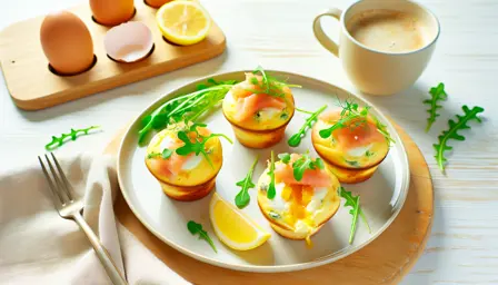 Lun æggemuffin med røget laks og frisk brøndkarse