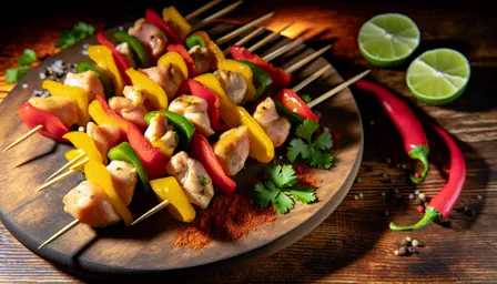 Farverige Fajita-Spyd med Kylling og Peberfrugter