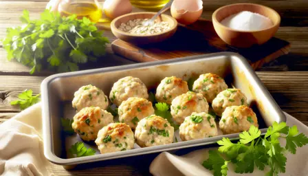 Luftige kyllingefrikadeller med frisk persille
