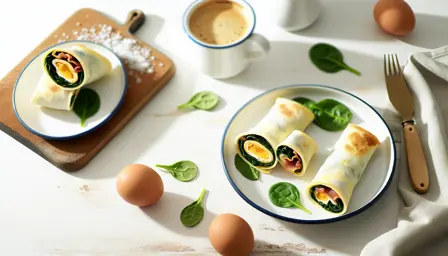 Friske æggewraps med sprødstegt bacon og spinat