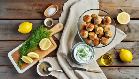 Mini-kyllingefrikadeller med cremet dilddip