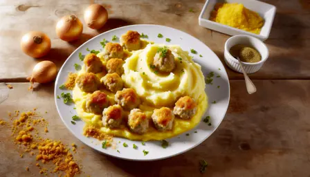 Hjerteformede kyllingefrikadeller med cremet kartoffelmos