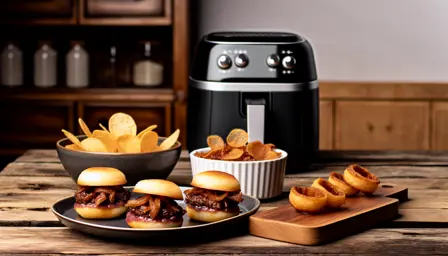 Mini bøfsandwich med karamelliserede løg og løgchips