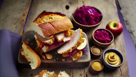 Flæskestegssandwich med sprød svær og rødkål