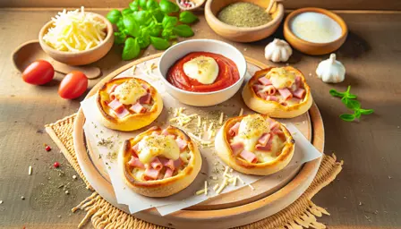 Kremede Fyldte Mini-pizzas med Klassisk Skinke og Ost