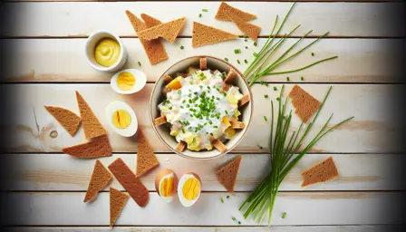 Kremet lun æggesalat med sprøde rugbrødschips