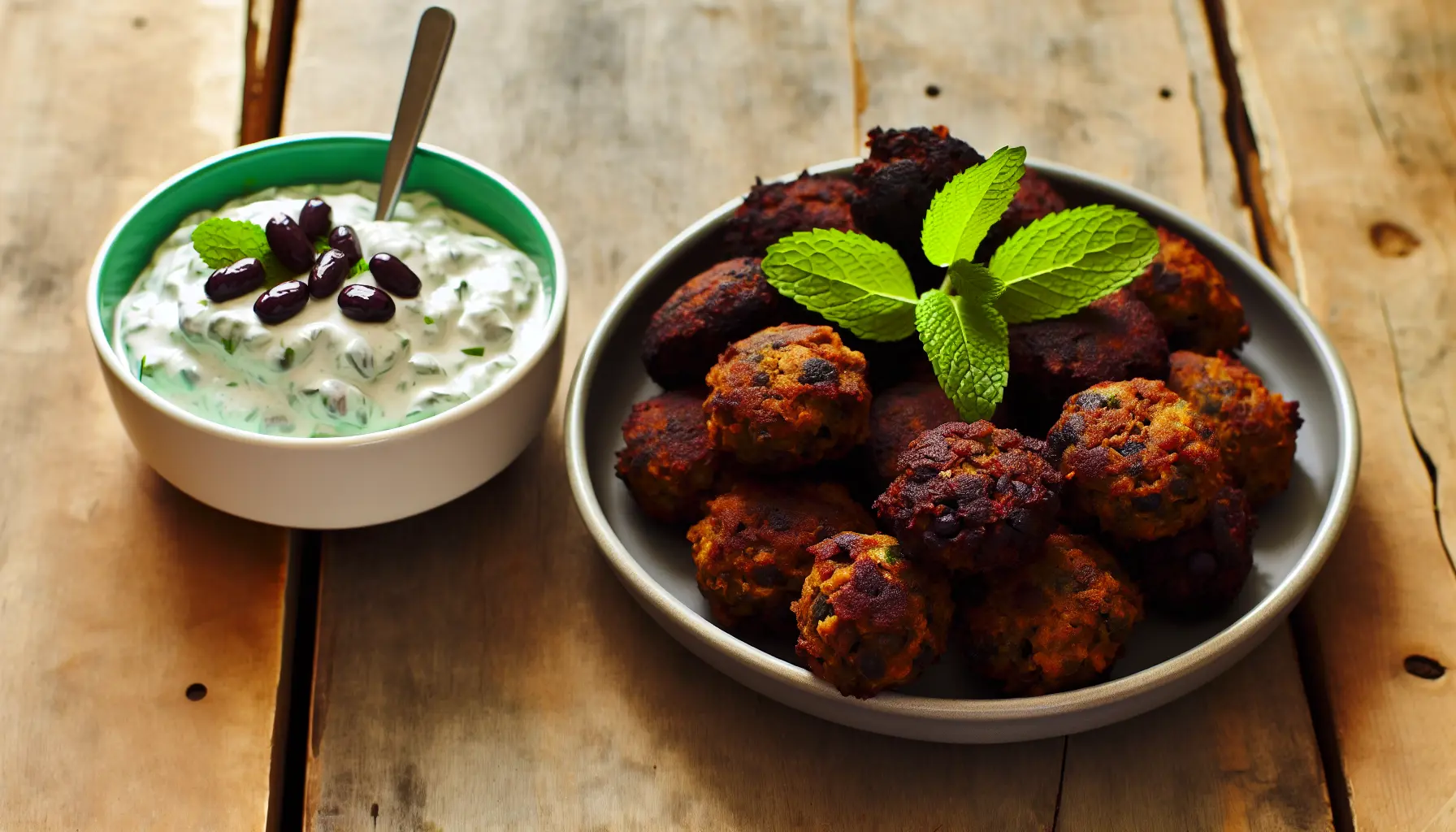Krydret bønnefalafler med cremet myntet tzatziki