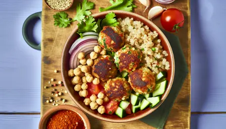 Krydret Falafel Bowl med Friske Grøntsager