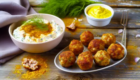 Krydret ovnbagte frikadeller med cremet remoulade dip