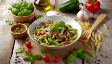Krydret Pasta med Grøn Pesto i Airfryer