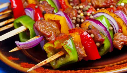 Krydret saftige shish kebab på spyd