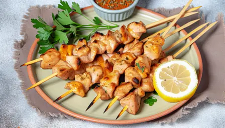 Krydret Saftige Souvlaki-spyd på Airfryer