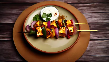 Krydret Sprød Paneer Tikka på spyd