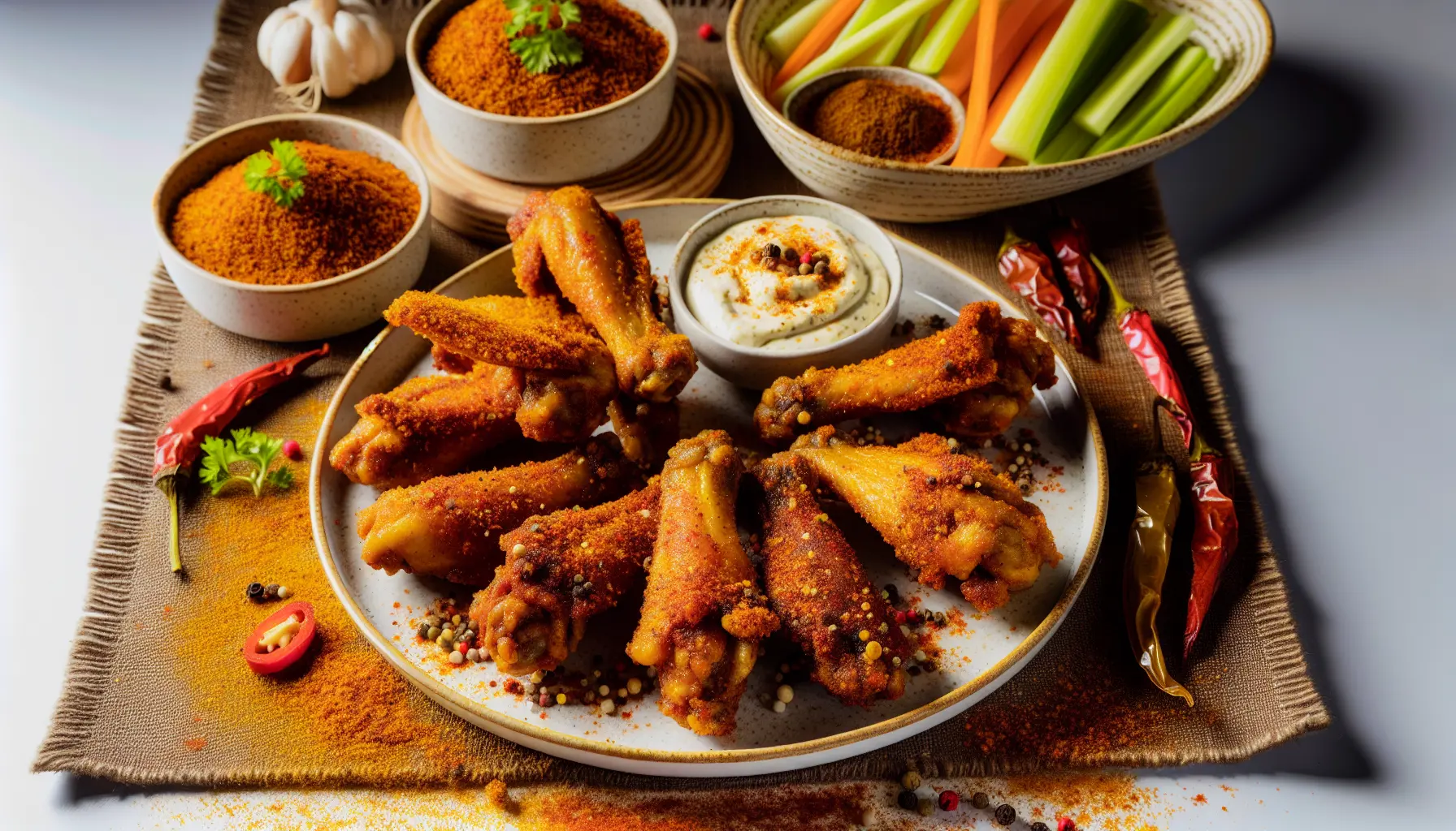 Krydret Sprøde Chicken Wings på Tallerken