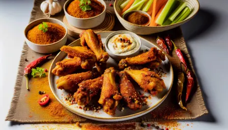 Krydret Sprøde Chicken Wings på Tallerken