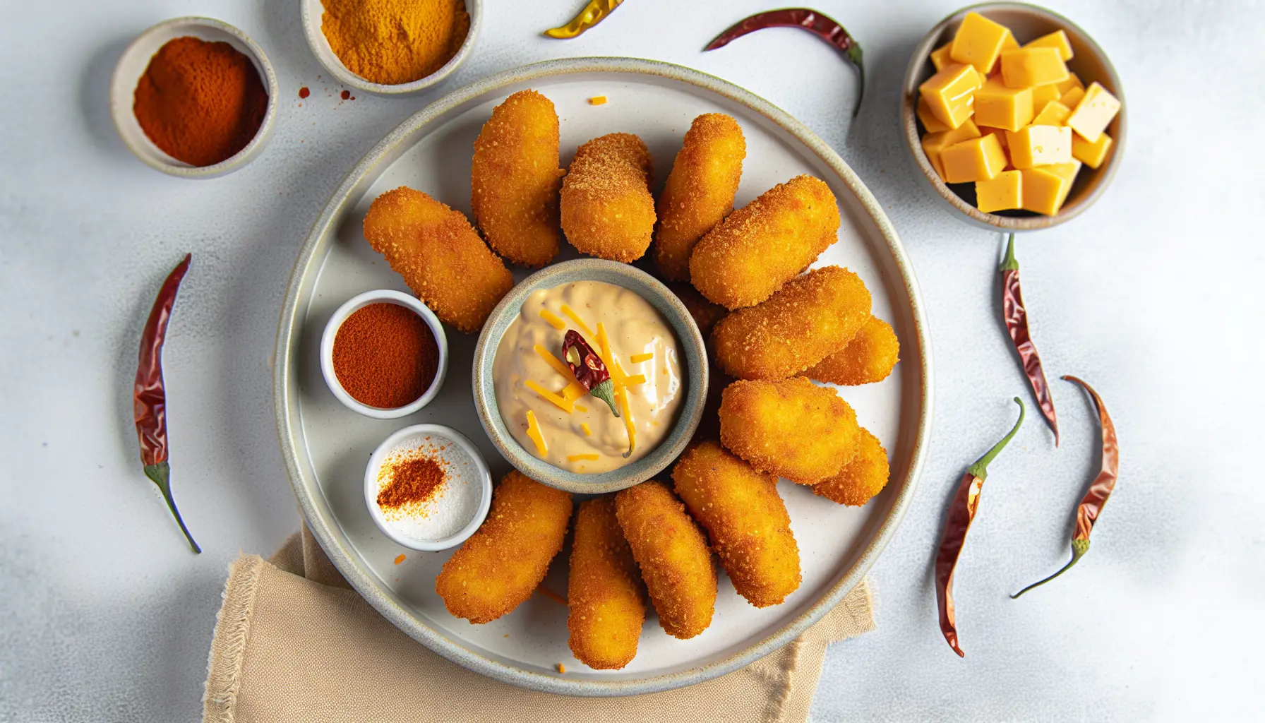 Krydret Sprøde Chili Cheese Nuggets
