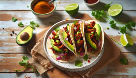 Krydret Sprøde Jackfruit Tacos med friske toppings