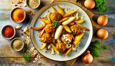 Krydret Vegetarfrikadeller med Sprøde Kartofler