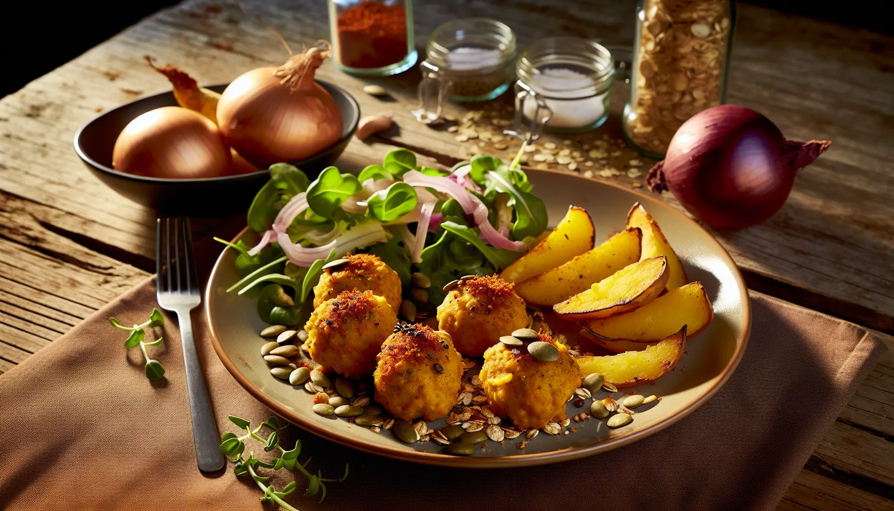 Krydret Vegetarfrikadeller med Sprødt Kartoffelkrymmel