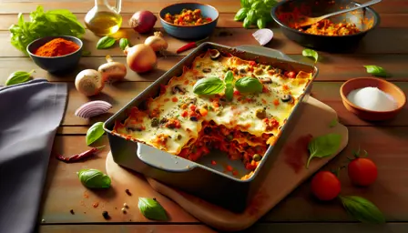 Krydret vegetarlasagne med cremet fyld i airfryer