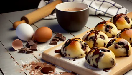 Luftige Chokoladeboller med Smeltet Chokolade
