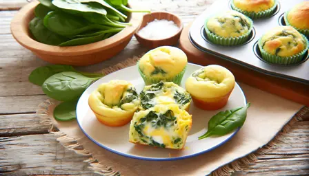 Luftige Fyldte Morgenmuffins med Cremet Spinat og Smeltet Ost