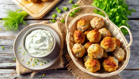 Luftige mini-frikadeller med dip