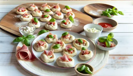 Luftige mini pizzaer med cremet fyld