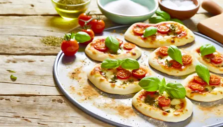Luftige Mini-Pizzaer med Frisk Basilikum