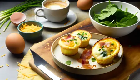 Luftige morgenmadsmuffins med bacon og æg