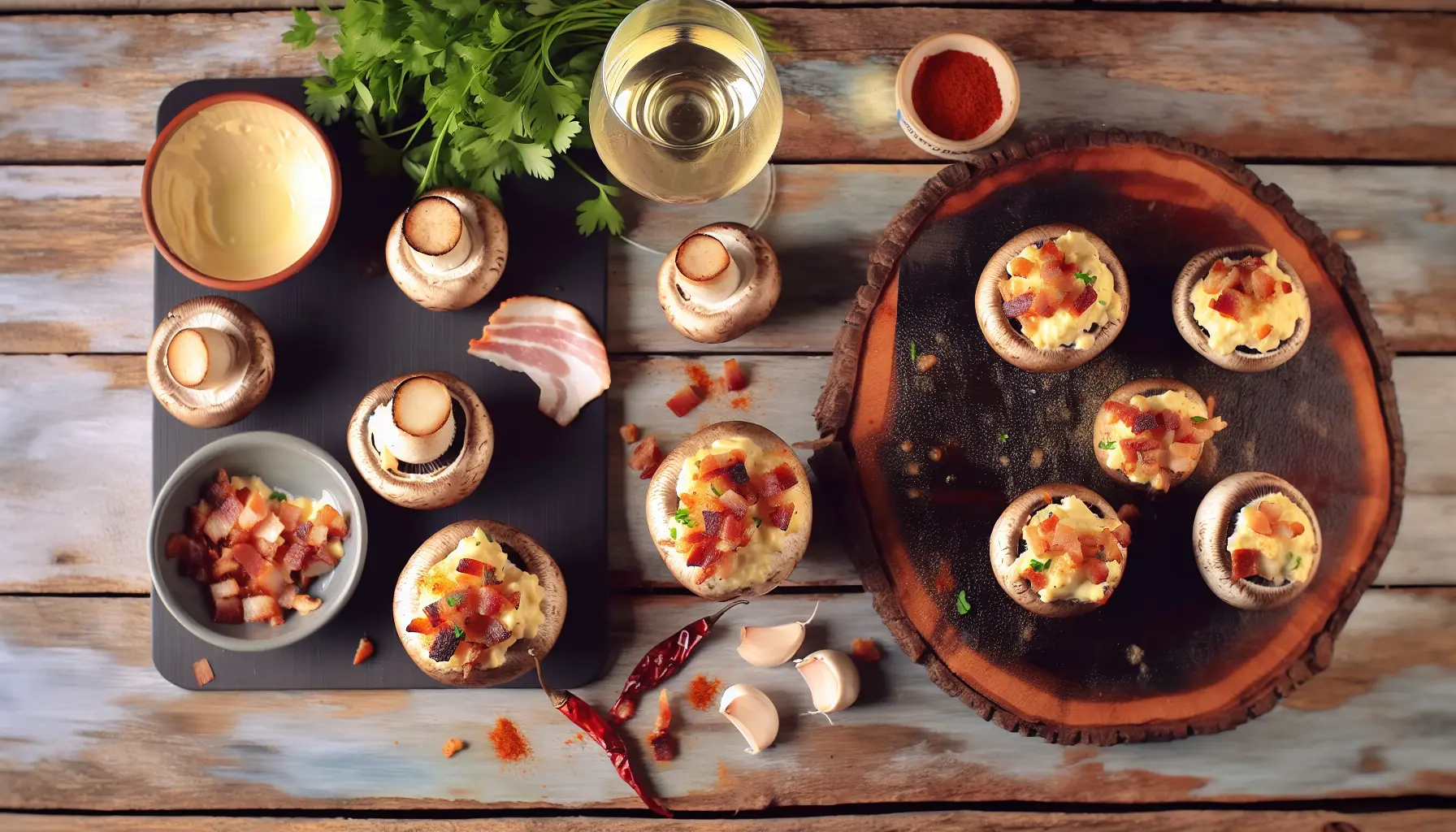 Luksuriøse Fyldte Champignon med Krydret Flødeost og Sprød Bacon