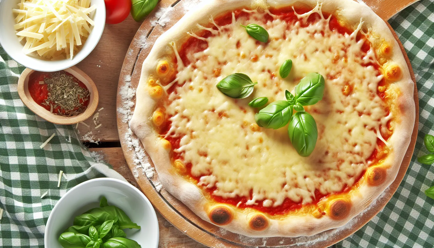 Lun Dagbogspizza med Luftige Kanter og Smeltet Ost