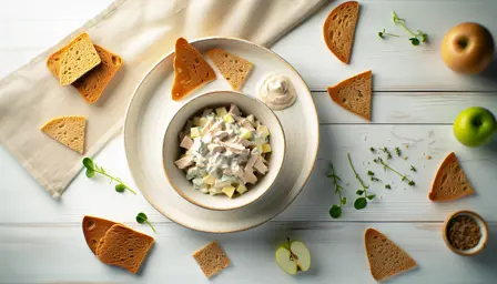Lun Klassisk Hønsesalat med Sprøde Rugbrødschips