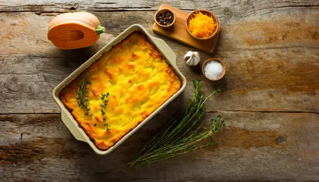 Lun og Cremet Butternut Squash Gratæng
