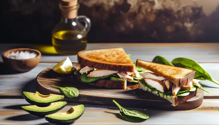 Lun og cremet rugbrødssandwich med kylling og avocado