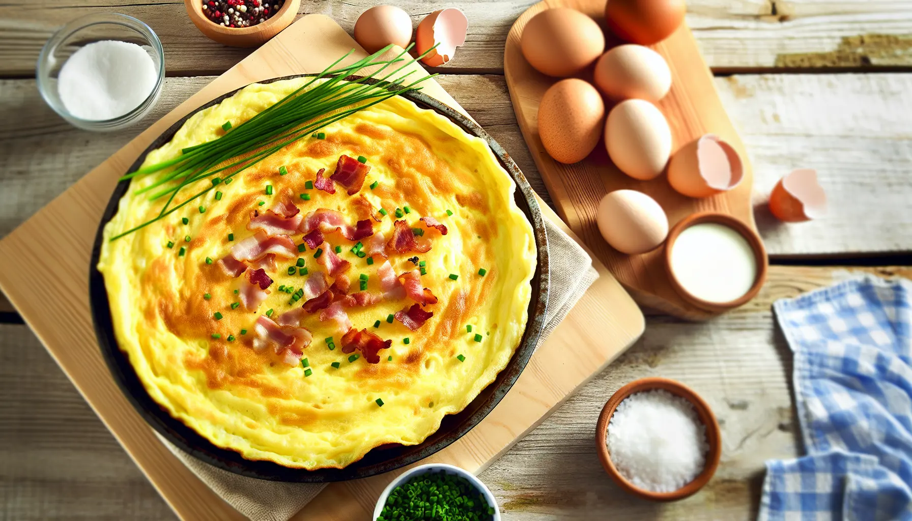 Lun og Luftig Æggekage med Sprødstegt Bacon