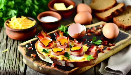 Rustikke Æggekagebåde med Sprød Bacon