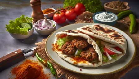 Saftig krydret kebab i pita med frisk salat