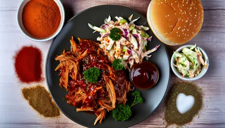 Saftig Krydret Pulled Pork klar til servering