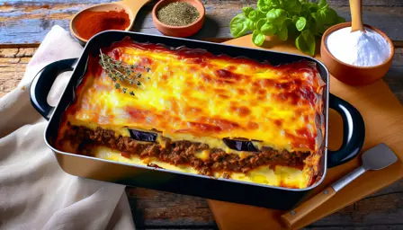 Saftig moussaka med krydret oksekød