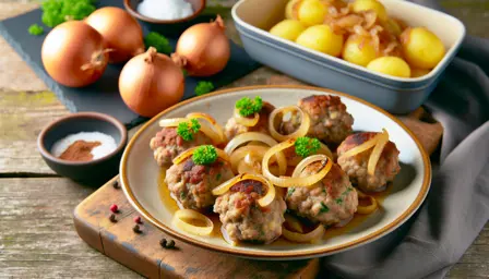 Saftige farsdagsfrikadeller med karamelliserede løg
