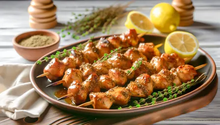 Saftige Grillkyllingespyd med Honning og Timian
