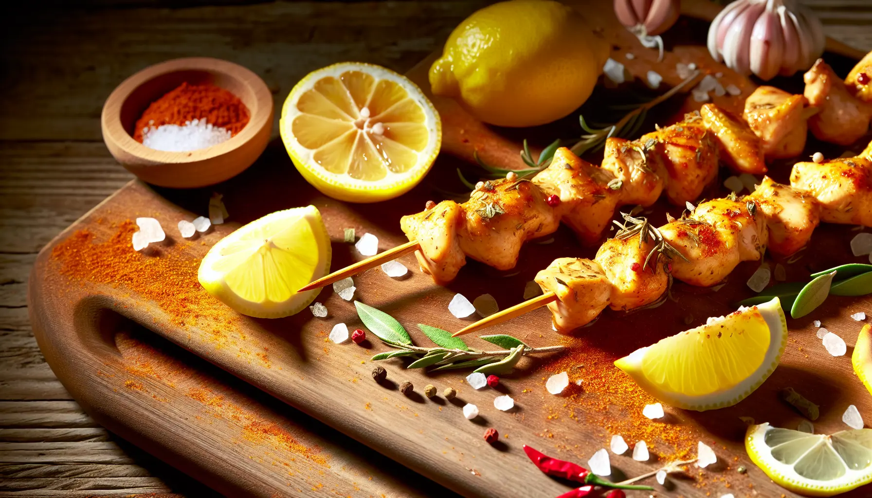 Saftige kyllingespyd med honning og citron