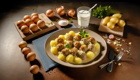 Saftige hjemmelavede frikadeller med cremet bløde kartofler